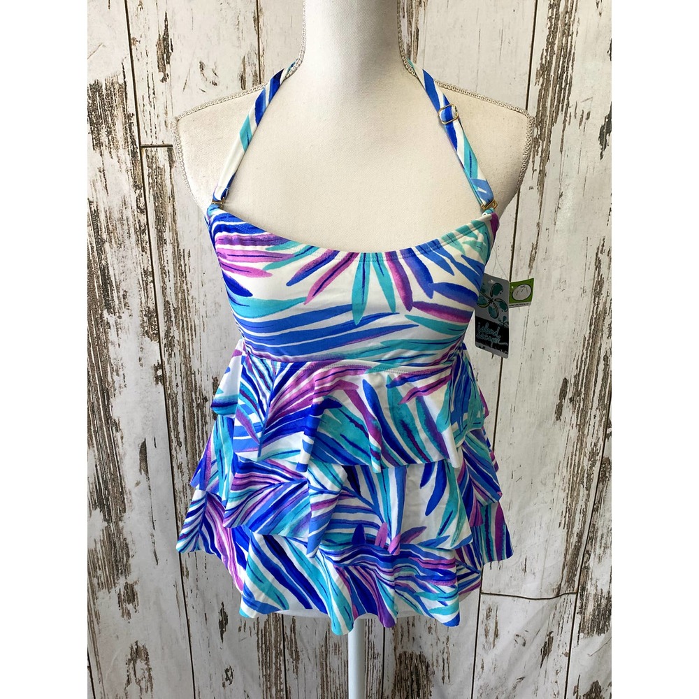 NWT Island Escape Blue, Teal, Pink Tropical Tankini